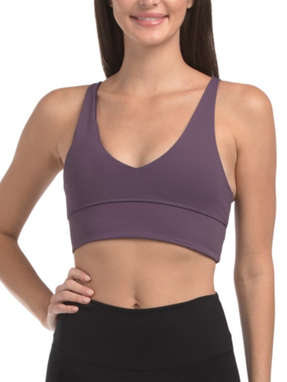 NWT GOTTEX V-neck Sport Plum Bra with adjustable straps and removable cujps